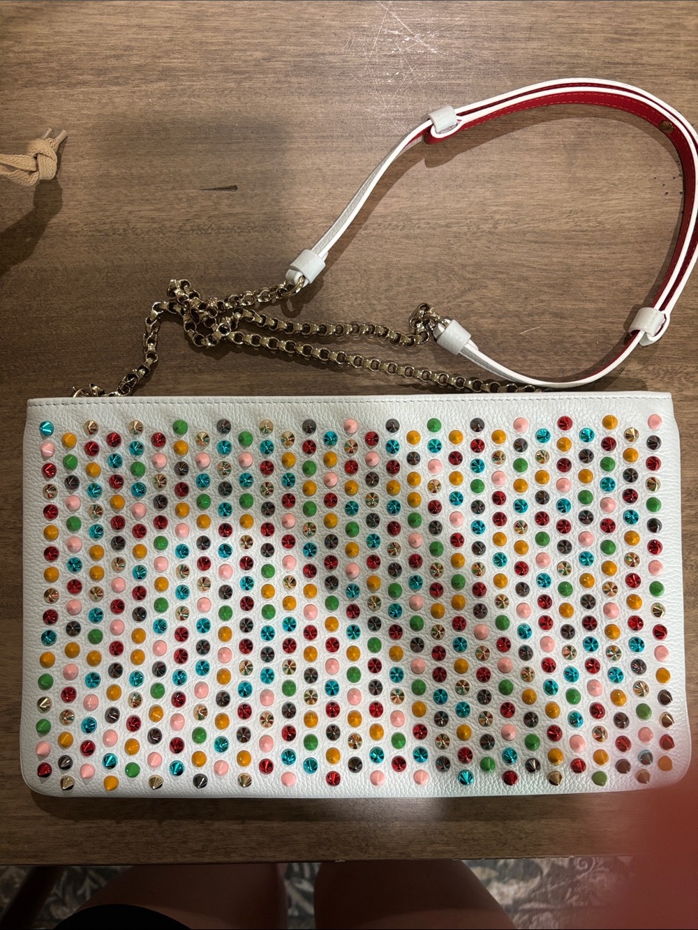 Christian Louboutin Loubiposh White Multicolor Studded Crossbody
